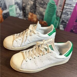 Adidas Classic White Sneakers with Green Highlights